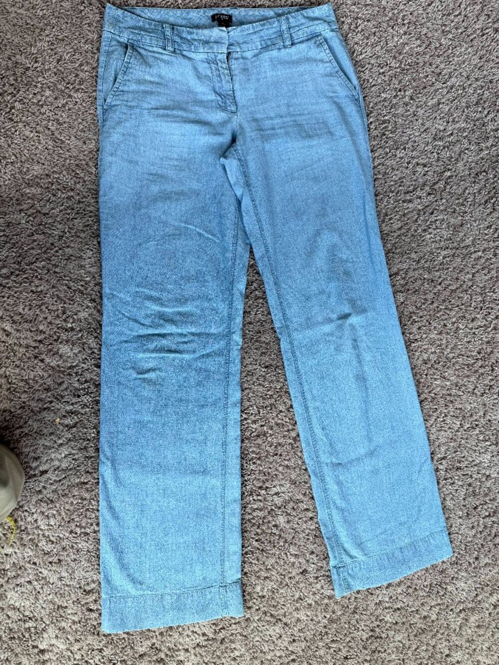 J. CREW City Fit Loose Wide Leg Chambray Denim Pants size 2